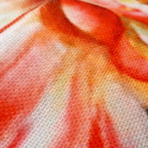 Red & Cream Flower Throw Pillow Cover 16" x 16" - Picture 2 of 9